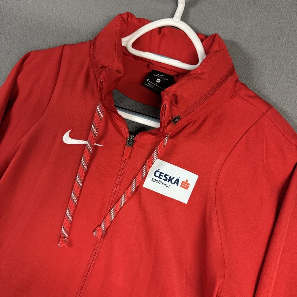 Nike Team Training Jacket Womens Medium Red Czech Republic Ceska Full Zip Sports